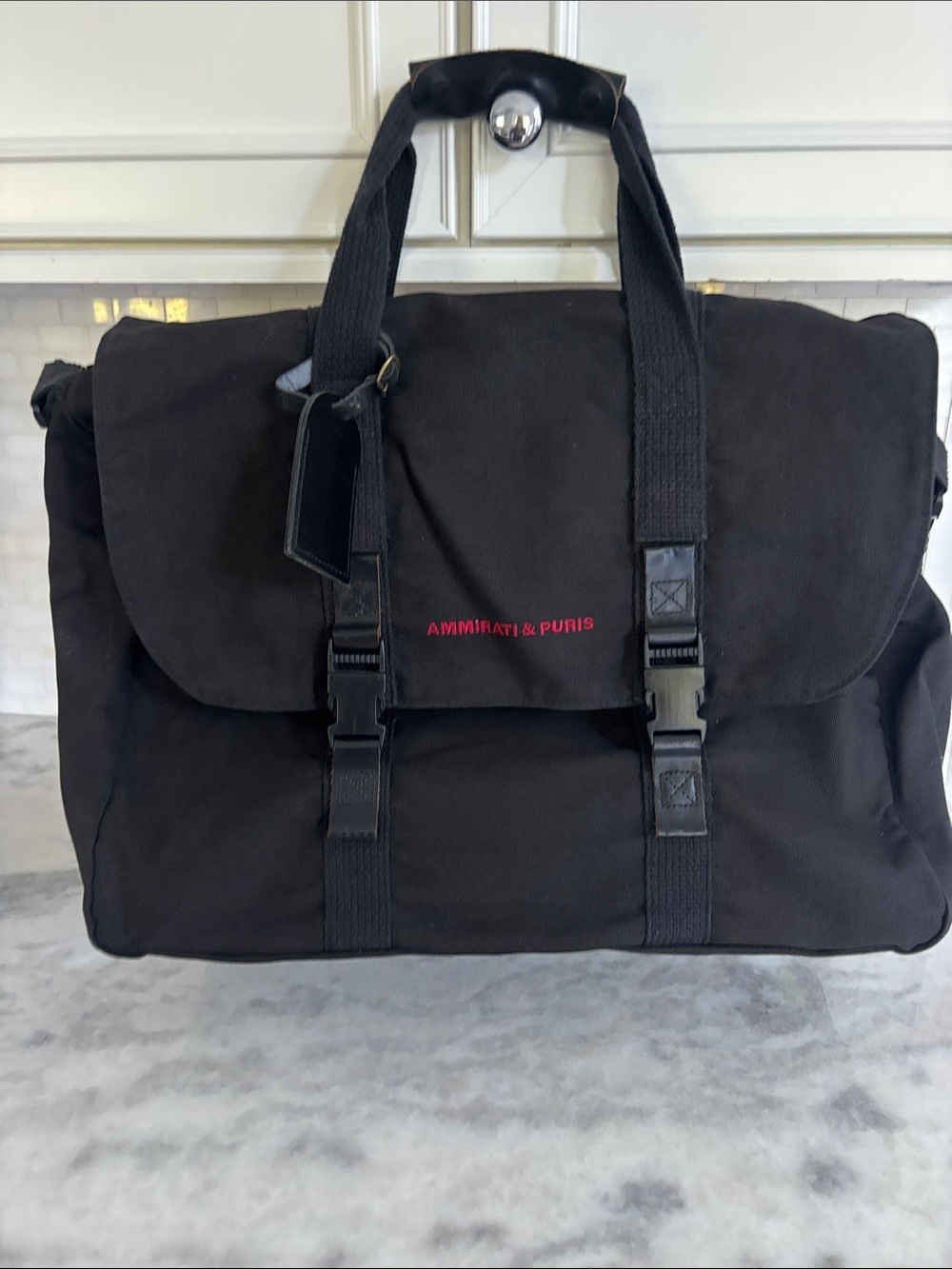 Black Canvas Messenger Bag